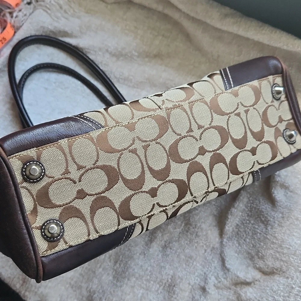 Coach Signature Hampton Canvas & Leather Shoulder Bag - Picture 7 of 16